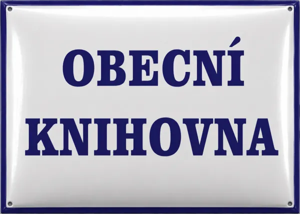 Smaltovaná cedule označující knihovnu K1-kniha 3
